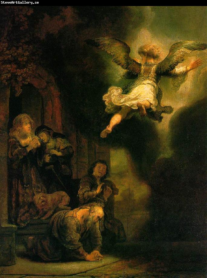 REMBRANDT Harmenszoon van Rijn The Archangel Leaving the Family of Tobias